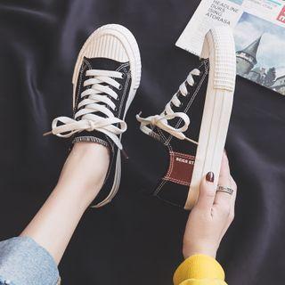 Paneled Canvas Platform Sneakers