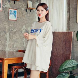 Lettered T-shirt & Sweat Shorts Set