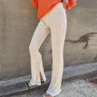 Band-waist Slit-side Crinkled Pants