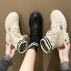 Striped Knit Panel Platform Short Boots