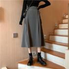 Lace-up Plain Midi Skirt