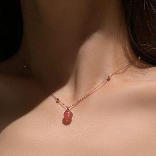 Faux Crystal Pendant Necklace 1 Pc - Gold - One Size