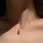 Faux Crystal Pendant Necklace 1 Pc - Gold - One Size