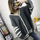 Contrast Stripe V-neck Cardigan