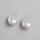 925 Sterling Silver Faux Pearl Earring White - One Size