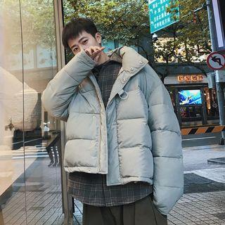 Plain Stand-collar Loose-fit Jacket