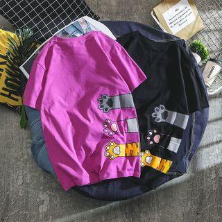 Cat Paws Print Short-sleeve T-shirt