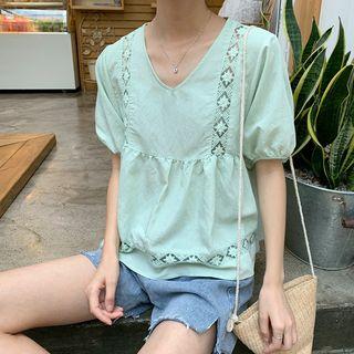 Short-sleeve Crochet Blouse
