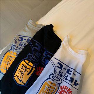 Long-sleeve Drink Print T-shirt