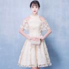 Cold-shoulder Mini Lace A-line Cocktail Dress