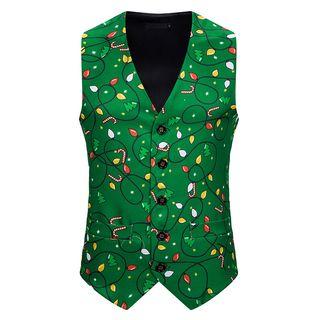 Printed Single-breasted Vest