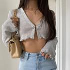 Long-sleeve Hook-front Crop Top