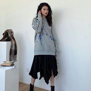 Drawstring Shirred Midi A-line Skirt Black - One Size