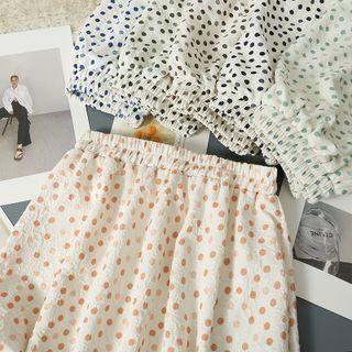 Elastic High-waist Dotted Midi Skirt In 6 Colors