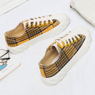 Platform Plaid Lace-up Sneakers