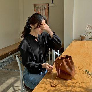 [lovb] Ruffle-trim Crepe Blouse