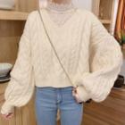 Cable-knit Sweater / Long-sleeve Lace Top