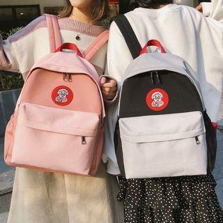 Cartoon Applique Color Panel Nylon Backpack