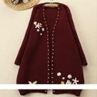 Flower Embroidered Long Cardigan