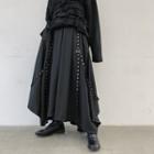 Studded Strap Wide-leg Pants Black - One Size