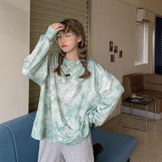 Long-sleeve Tie Dye Top Green - One Size