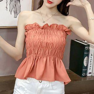 Ruffle Trim Strapless Top