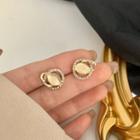 Rhinestone Cat Eye Stone Alloy Earring 1 Pair - S925 Silver Needle - Earring - Gold - One Size