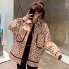 Printed Button Jacket As Shown In Figure - One Size