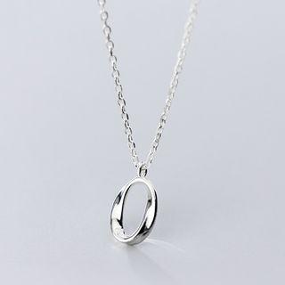 925 Sterling Silver Twisted Hoop Pendant Necklace S925 Silver - Necklace - One Size
