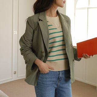 Double-breasted Band-hem Trench Jacket