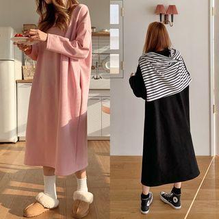 Round Neck Fleece-lined Sweatshirt Dress