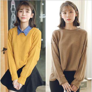 Long-sleeve Plain Sweater
