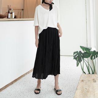 High Waist Midi A-line Skirt White - One Size