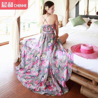 Floral Print V-neck Chiffon Sundress