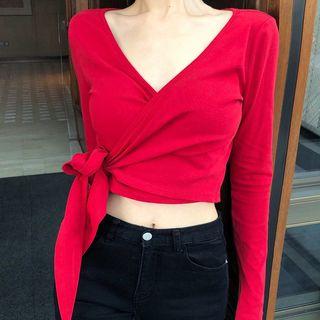 Tie-waist Long-sleeve Crop Top