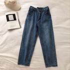 Frayed High-waist Harem Jeans