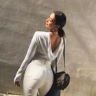 Drape-back Padded-shoulder T-shirt