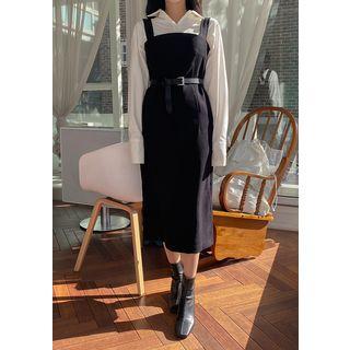 H-line Midi Pinafore Dress (no Belt)