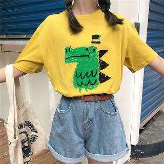 Dinosaur Printed Short-sleeve Top