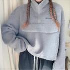Fleece Half-zip Lettering Cropped Sweatshirt