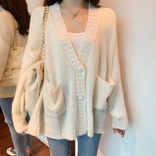 Plain Cardigan Cardigan - White - One Size