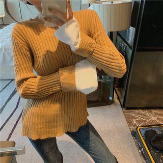 Paneled Rib Knit Sweater