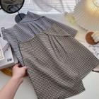 Asymmetrical Plaid High-waist Skirt