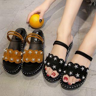 Star Studded Platform Slide Sandals