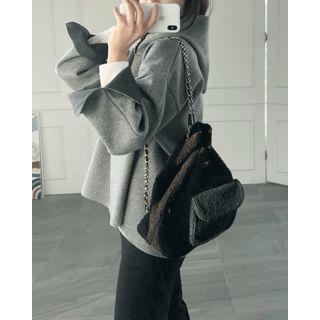 Cut-edge Wool Blend Hoodie