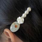 Flower Hair Clip 2725a - Pearl White - One Size
