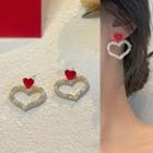 Heart Drop Earring 1 Pair - 1519a - Gold - One Size