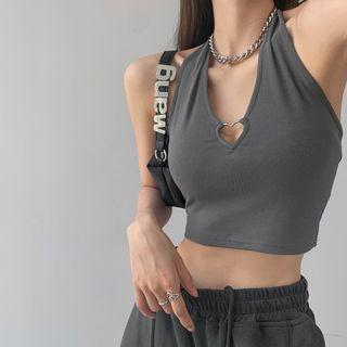 Heart-accent Halter Top In 5 Colors