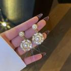 Faux Pearl Faux Leather Alloy Dangle Earring 1 Pair - Silver Needle - Gold - One Size