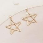 Rhinestone Star Dangle Earring 1 Pair - 925 Silver Needle - Gold - One Size